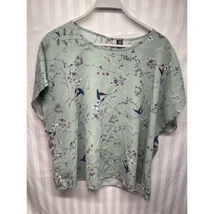 Shein Curve 3XL Top Floral Lightweight Short Sleeve Blouse Feminine Plus Size‎
